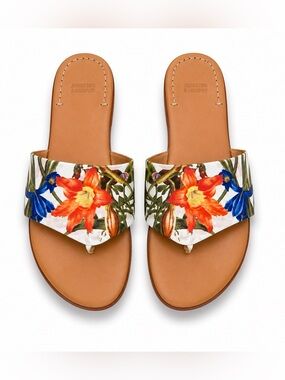 JOHNSTON & MURPHY Floral Slip On Slide Flat Sandals Vacation